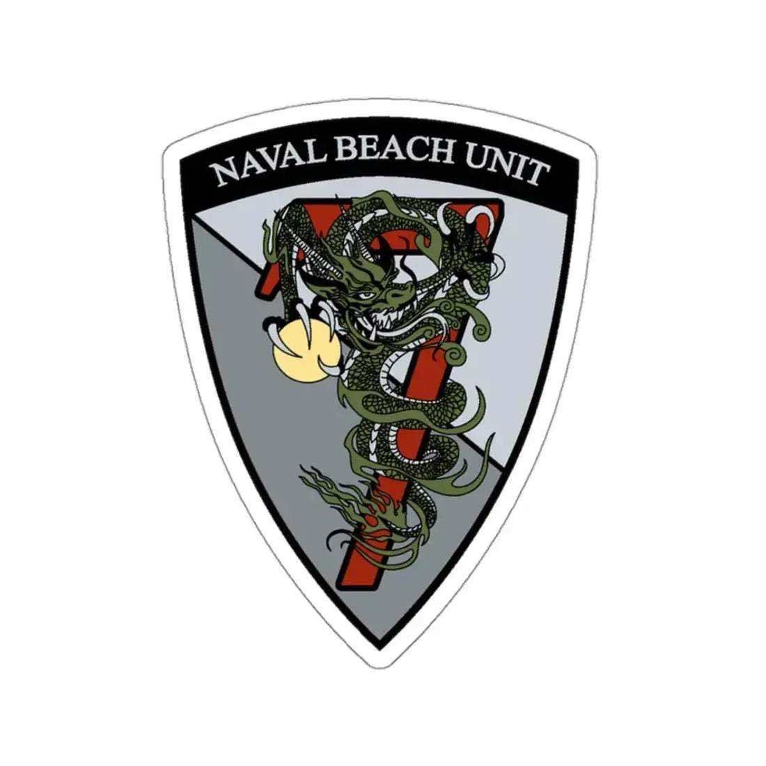 Naval Beach Unit 7 v2 Shield (U.S. Navy) STICKER Vinyl Kiss-Cut Decal 3 Inch White - The Sticker Space