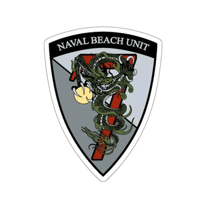 Naval Beach Unit 7 v2 Shield (U.S. Navy) STICKER Vinyl Kiss-Cut Decal 3 Inch White - The Sticker Space