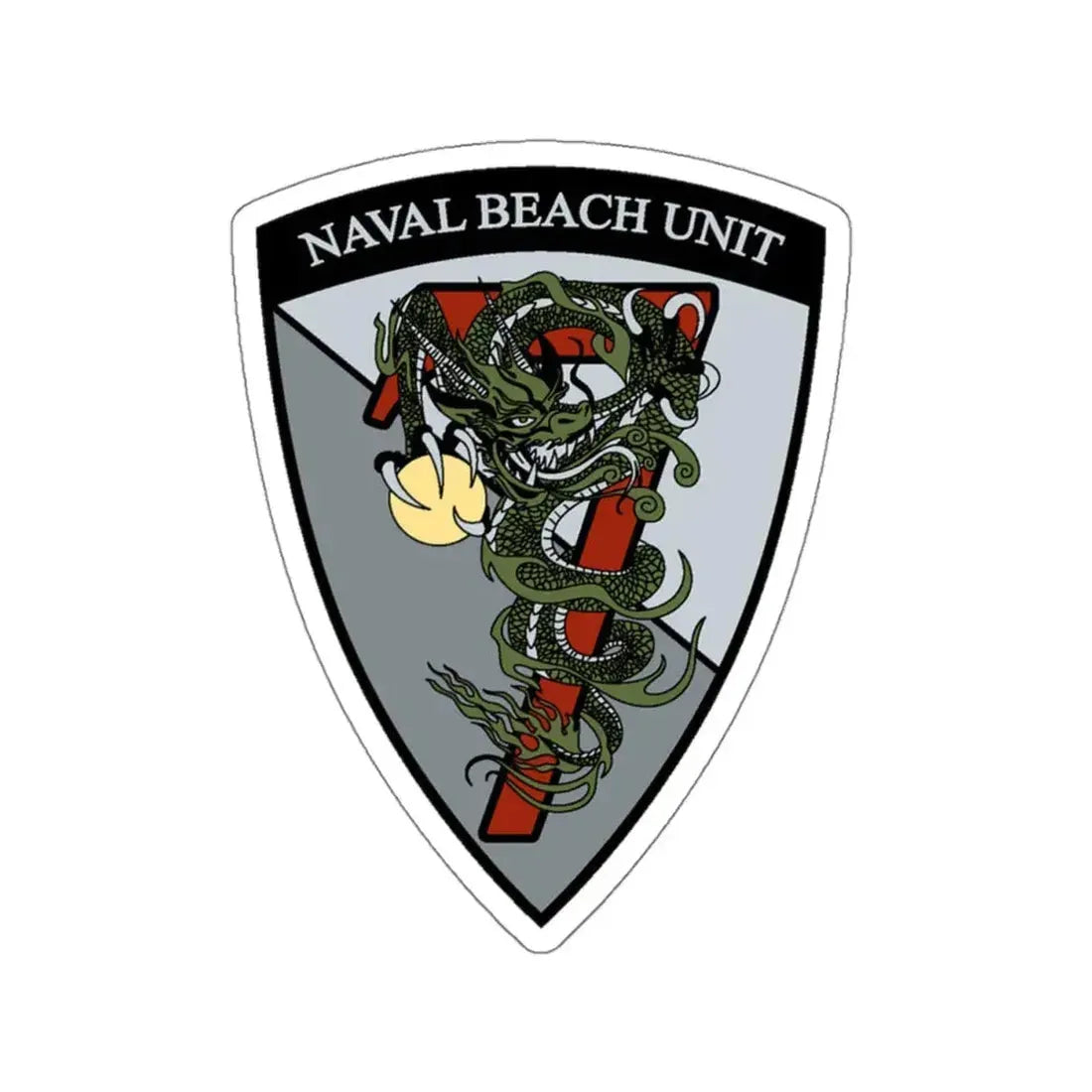 Naval Beach Unit 7 v2 Shield (U.S. Navy) STICKER Vinyl Kiss-Cut Decal 4 Inch White - The Sticker Space