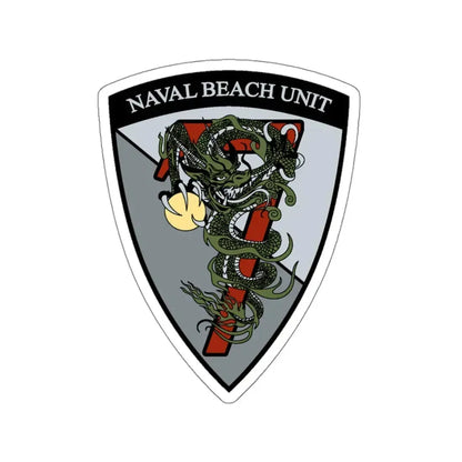 Naval Beach Unit 7 v2 Shield (U.S. Navy) STICKER Vinyl Kiss-Cut Decal 4 Inch White - The Sticker Space
