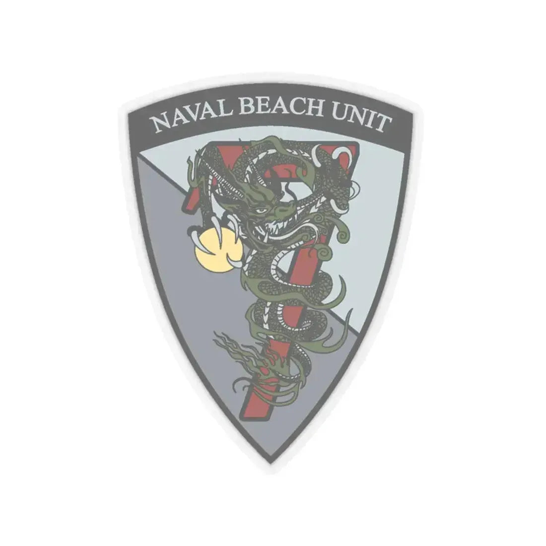 Naval Beach Unit 7 v2 Shield (U.S. Navy) STICKER Vinyl Kiss-Cut Decal 6 Inch Transparent - The Sticker Space