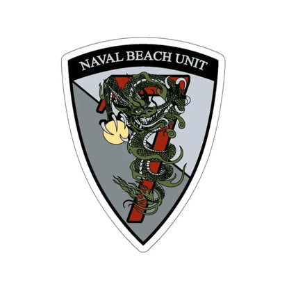 Naval Beach Unit 7 v2 Shield (U.S. Navy) STICKER Vinyl Kiss-Cut Decal 6 Inch White - The Sticker Space