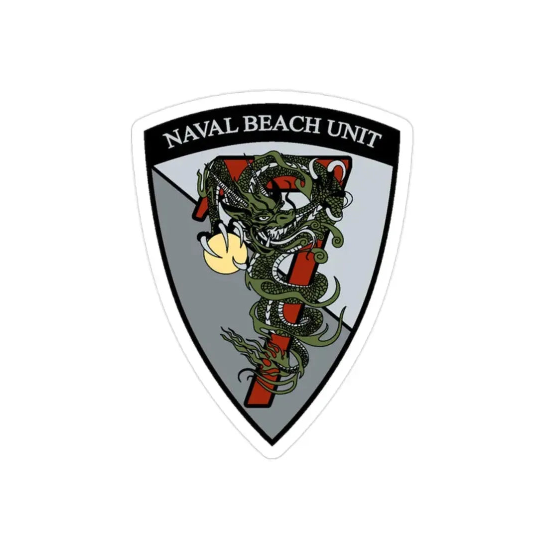 Naval Beach Unit 7 v2 Shield (U.S. Navy) Transparent STICKER Die-Cut Vinyl Decal 2 Inch Transparent - The Sticker Space