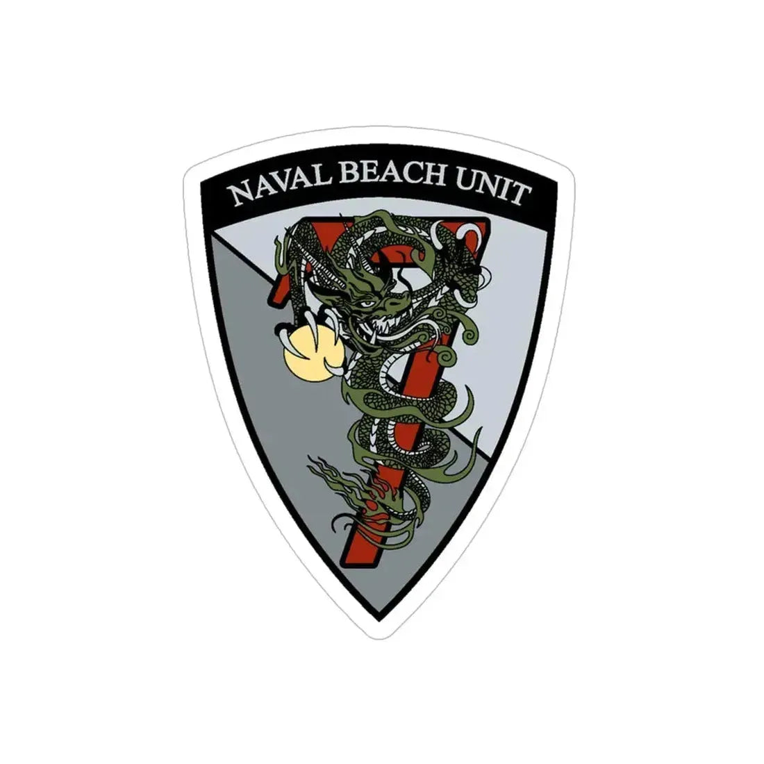Naval Beach Unit 7 v2 Shield (U.S. Navy) Transparent STICKER Die-Cut Vinyl Decal 5 Inch Transparent - The Sticker Space