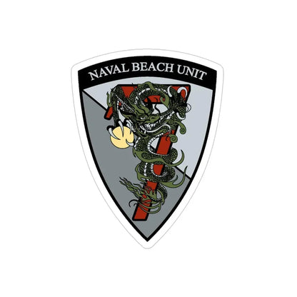 Naval Beach Unit 7 v2 Shield (U.S. Navy) Transparent STICKER Die-Cut Vinyl Decal 5 Inch Transparent - The Sticker Space