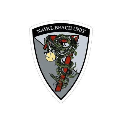 Naval Beach Unit 7 v2 Shield (U.S. Navy) Transparent STICKER Die-Cut Vinyl Decal 6 Inch Transparent - The Sticker Space