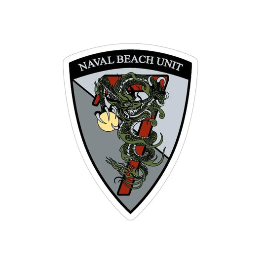 Naval Beach Unit 7 v2 Shield (U.S. Navy) Transparent STICKER Die-Cut Vinyl Decal 6 Inch Transparent - The Sticker Space