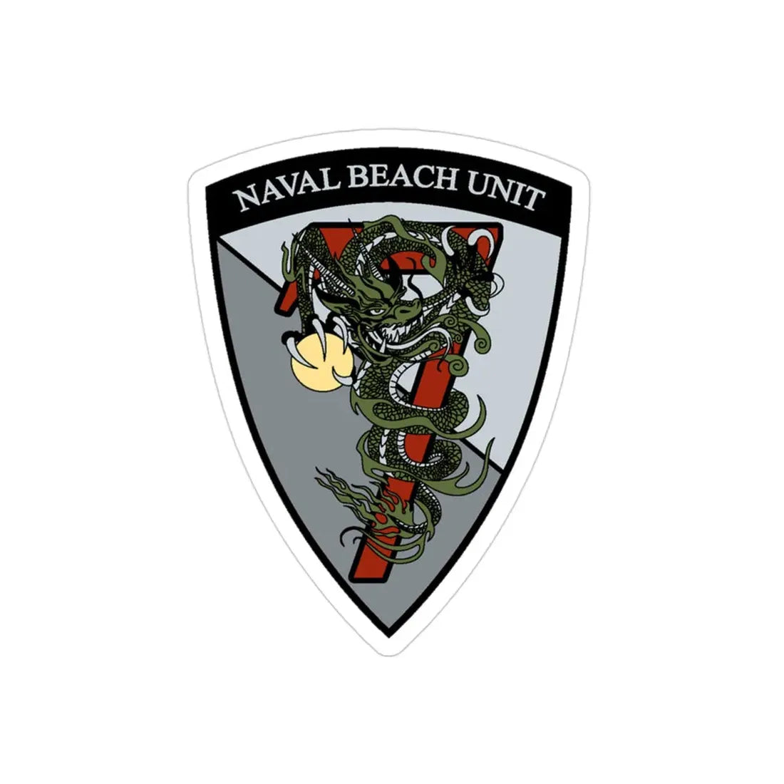 Naval Beach Unit 7 v2 Shield (U.S. Navy) Transparent STICKER Die-Cut Vinyl Decal - The Sticker Space
