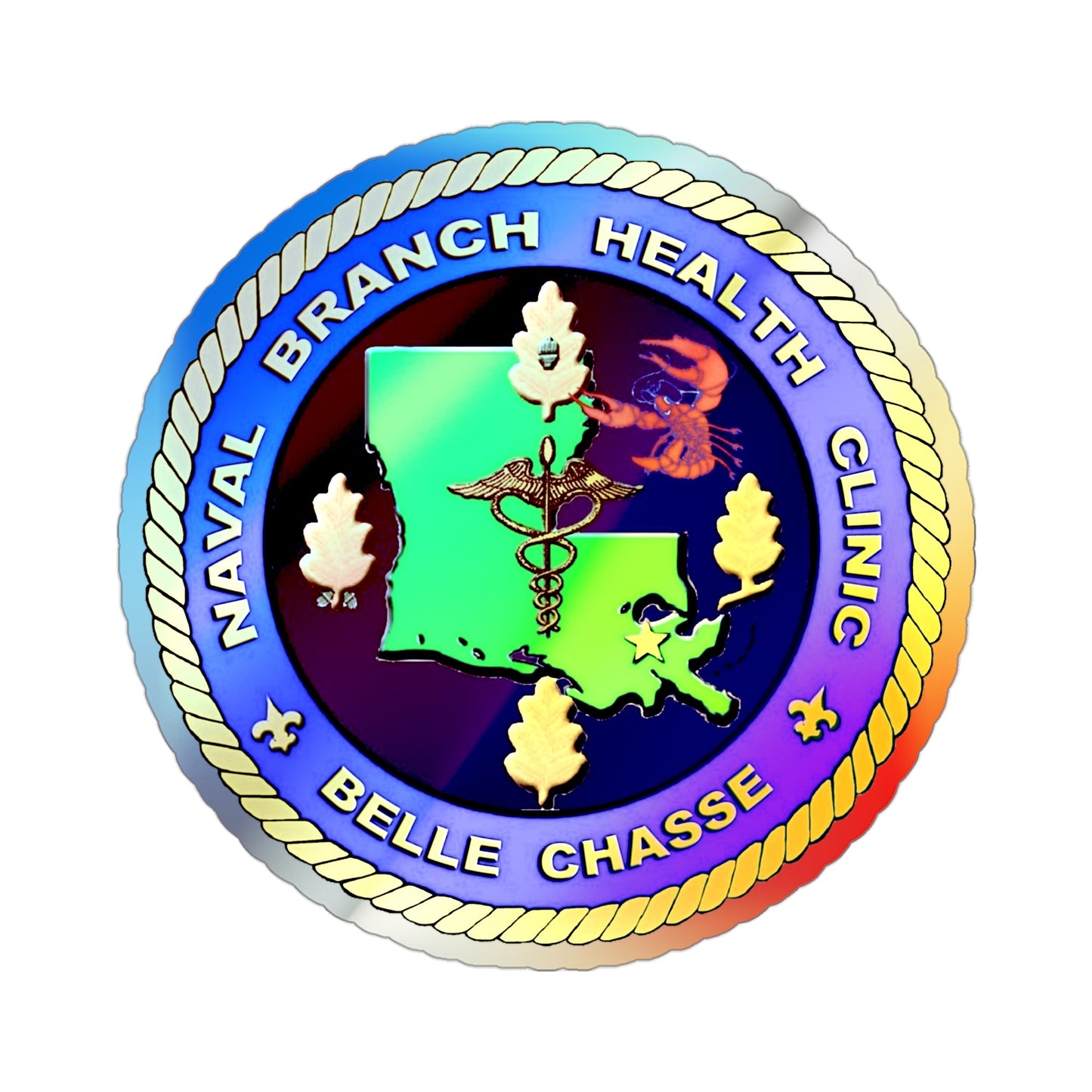 Naval Branch Health Clinic Belle Chasse (U.S. Navy) Holographic STICKER Die-Cut Vinyl Decal-3 Inch-The Sticker Space