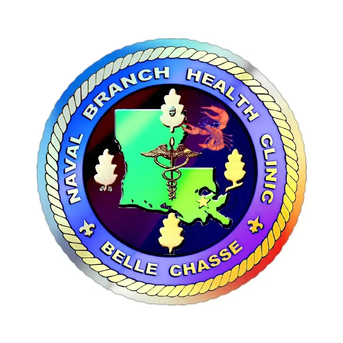 Naval Branch Health Clinic Belle Chasse (U.S. Navy) Holographic STICKER Die-Cut Vinyl Decal 2 Inch Holographic - The Sticker Space