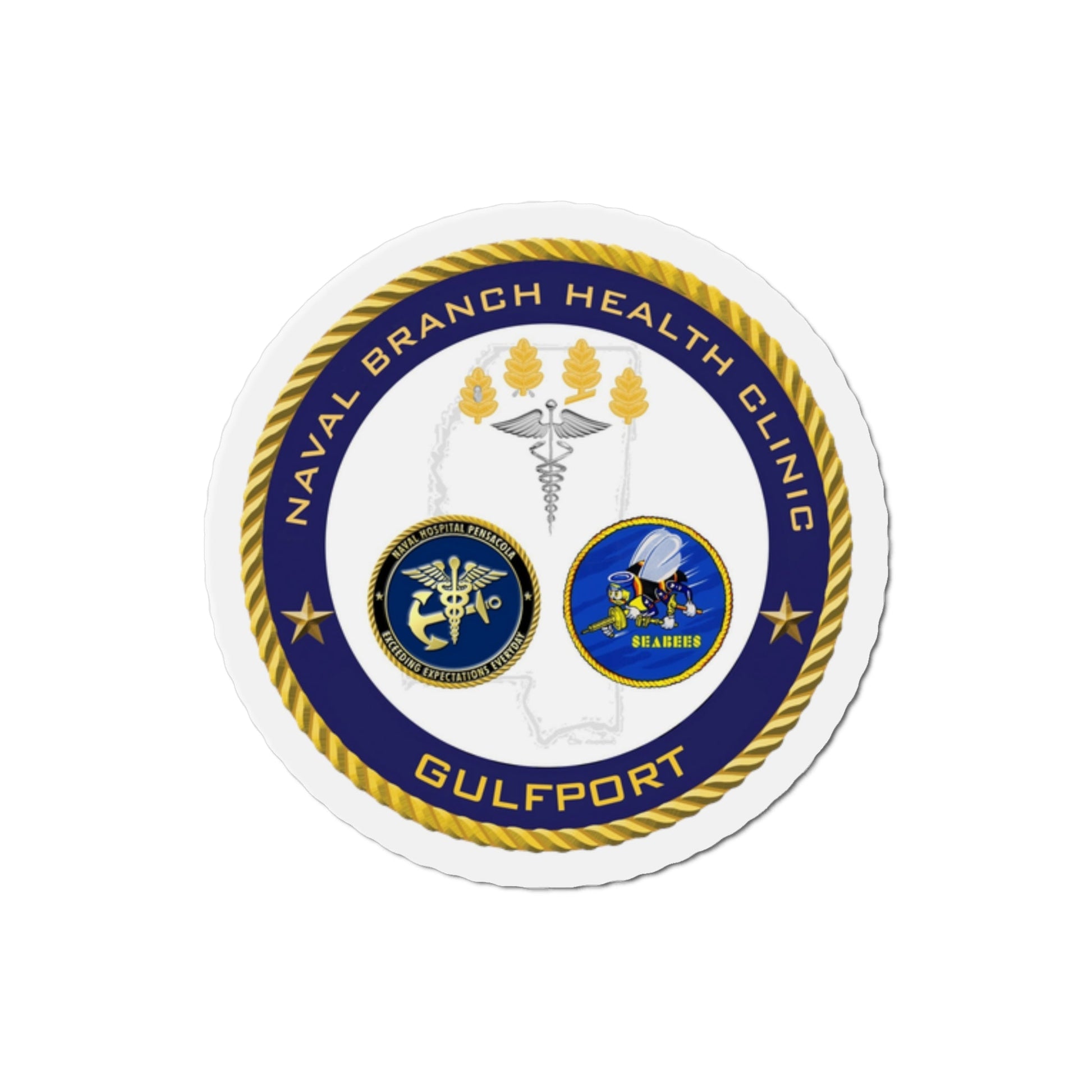 Naval Branch Health Clinic Gulfport (U.S. Navy) Die-Cut Magnet-2" x 2"-The Sticker Space