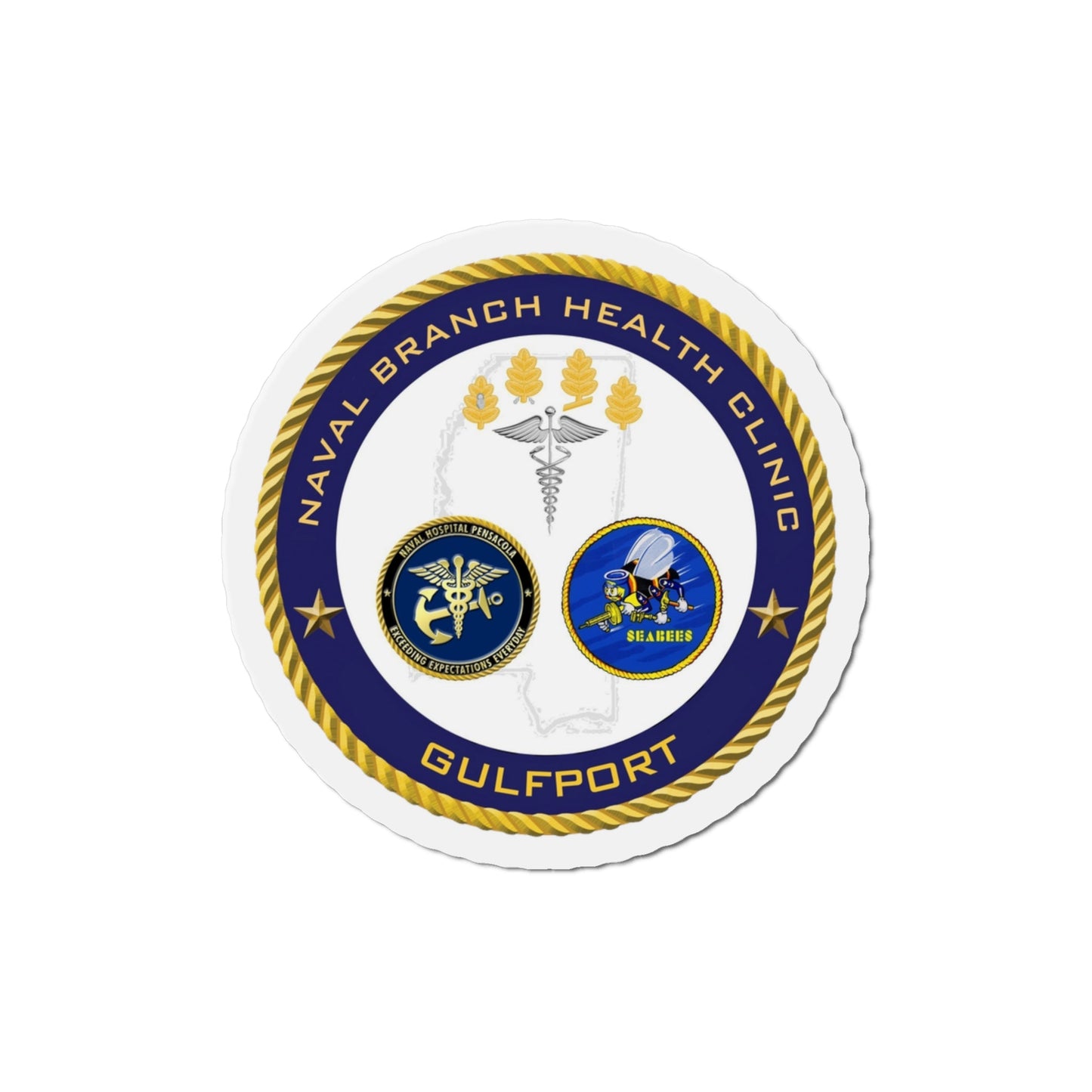 Naval Branch Health Clinic Gulfport (U.S. Navy) Die-Cut Magnet-3" x 3"-The Sticker Space