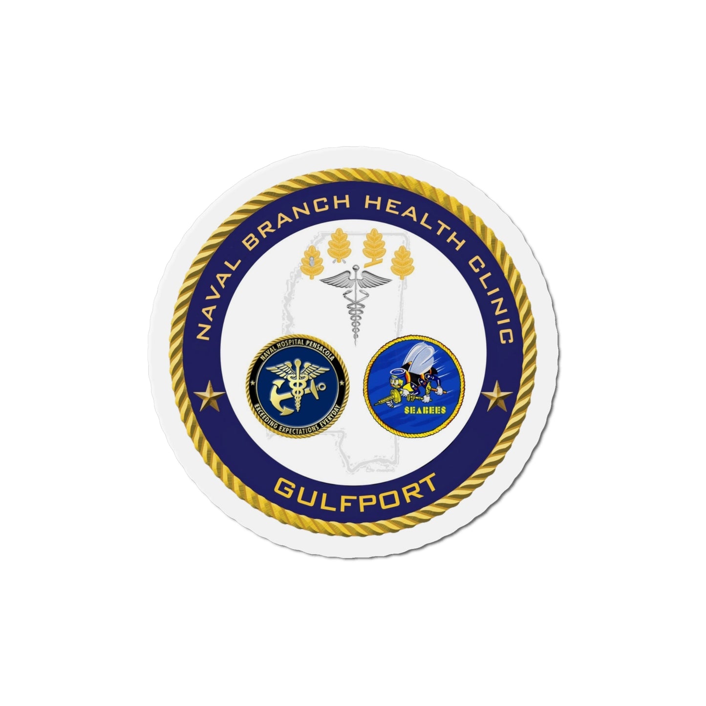 Naval Branch Health Clinic Gulfport (U.S. Navy) Die-Cut Magnet-4" x 4"-The Sticker Space