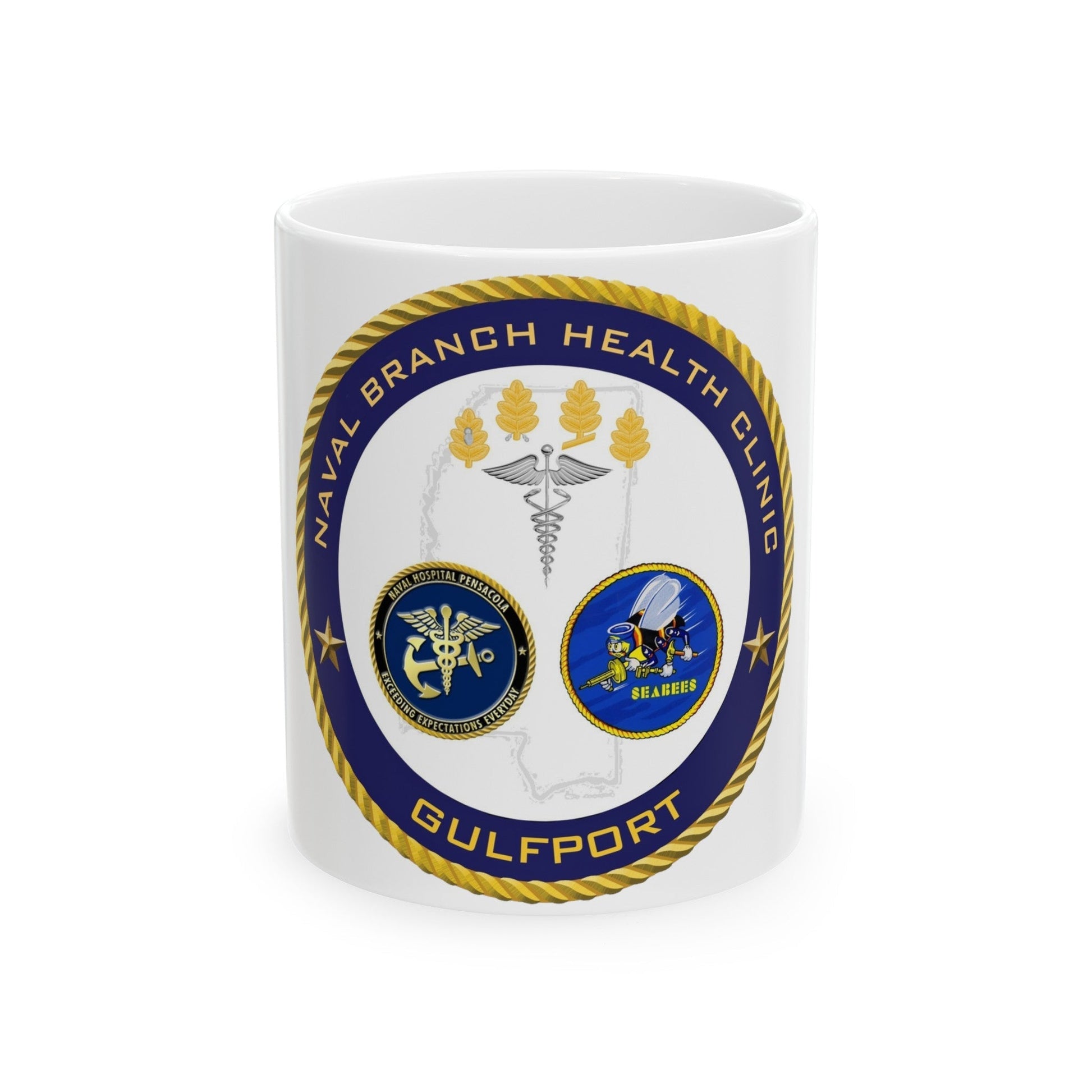 Naval Branch Health Clinic Gulfport (U.S. Navy) White Coffee Mug-11oz-The Sticker Space