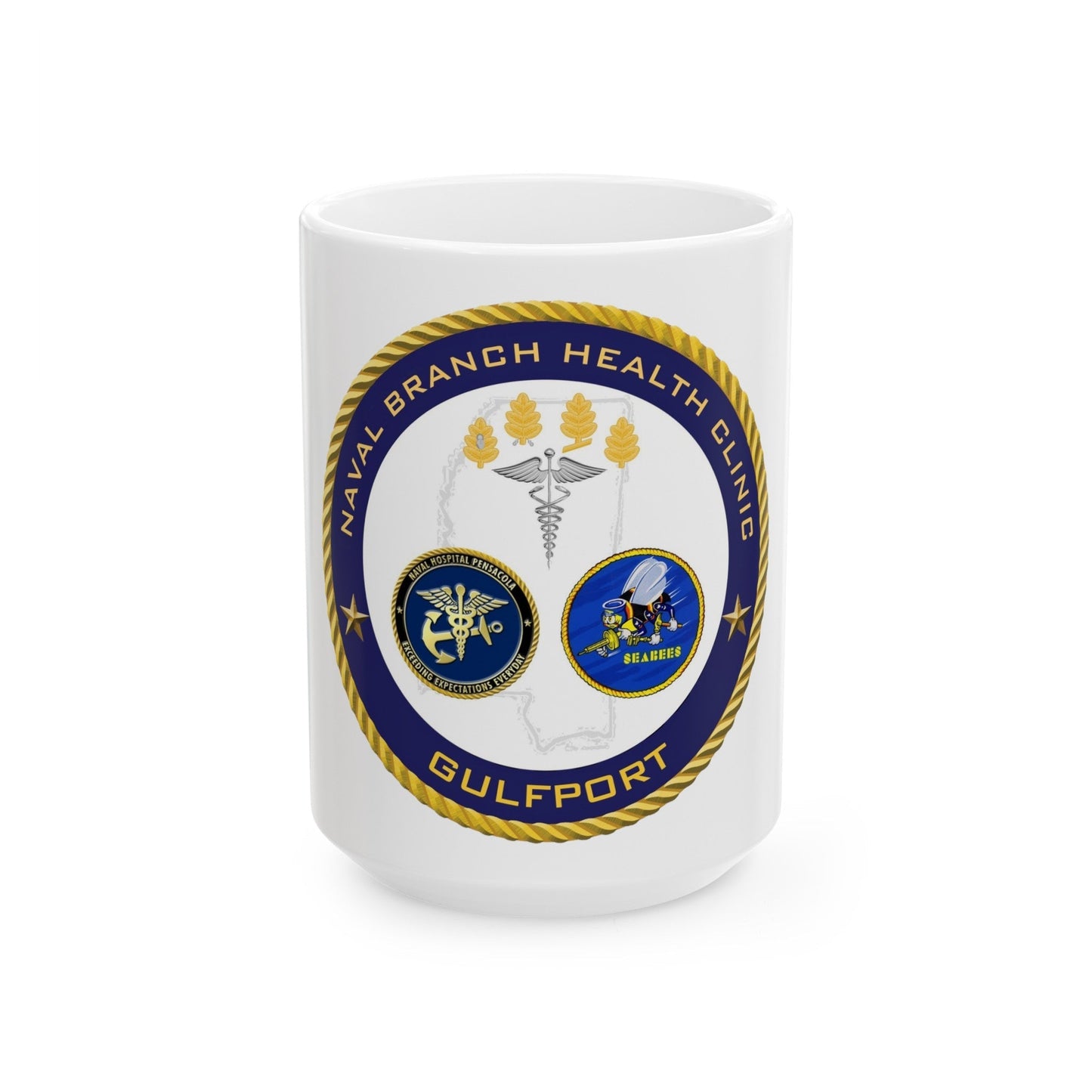 Naval Branch Health Clinic Gulfport (U.S. Navy) White Coffee Mug-15oz-The Sticker Space