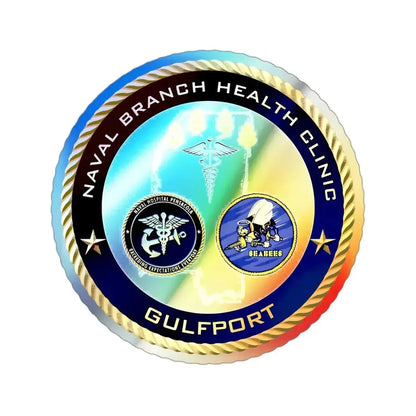 Naval Branch Health Clinic Gulfport (U.S. Navy) Holographic STICKER Die-Cut Vinyl Decal 3 Inch Holographic - The Sticker Space