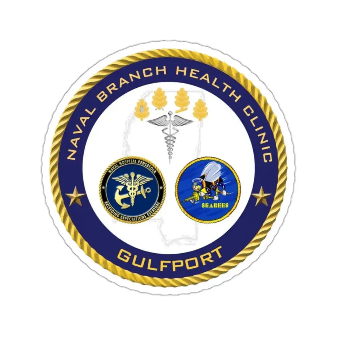 Naval Branch Health Clinic Gulfport (U.S. Navy) STICKER Vinyl Kiss-Cut Decal 2 Inch White - The Sticker Space