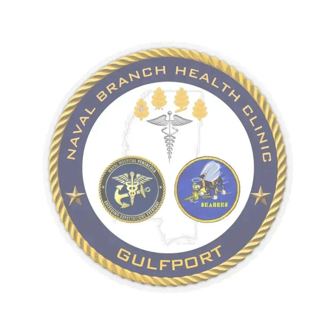 Naval Branch Health Clinic Gulfport (U.S. Navy) STICKER Vinyl Kiss-Cut Decal 3 Inch Transparent - The Sticker Space