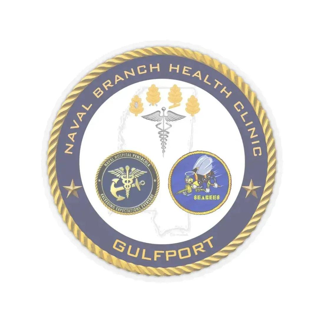 Naval Branch Health Clinic Gulfport (U.S. Navy) STICKER Vinyl Kiss-Cut Decal 6 Inch Transparent - The Sticker Space