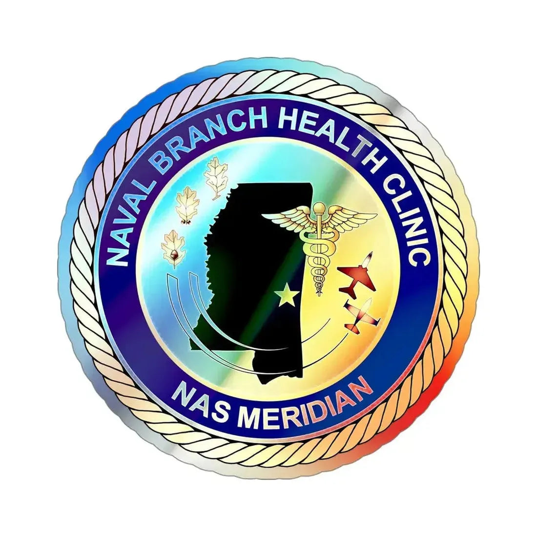 Naval Branch Health Clinic Naval Air Station Meridian (U.S. Navy) Holographic STICKER Die-Cut Vinyl Decal 4 Inch Holographic - The Sticker Space