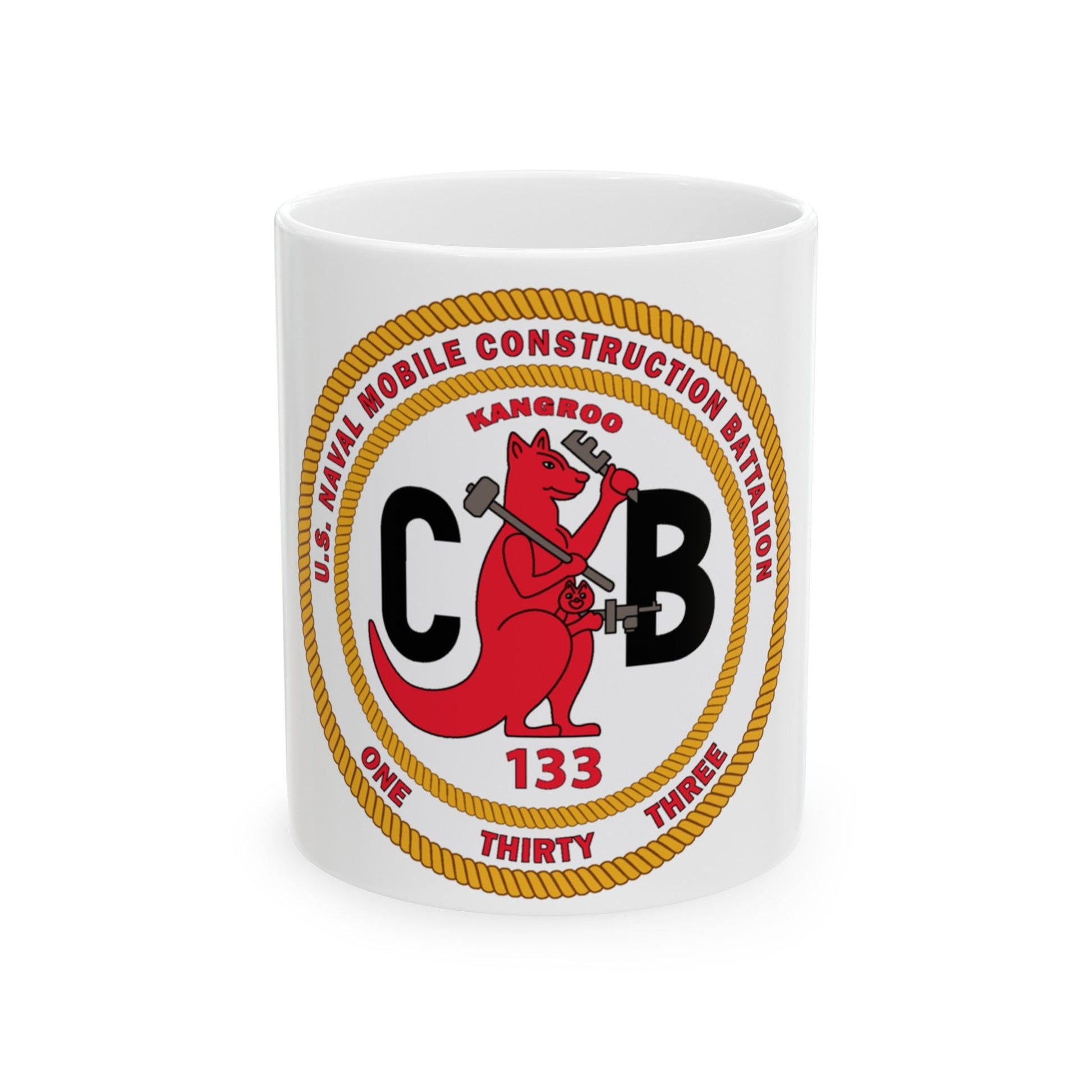 Naval Construction Battalion 133 Seabee (U.S. Navy) White Coffee Mug-11oz-The Sticker Space