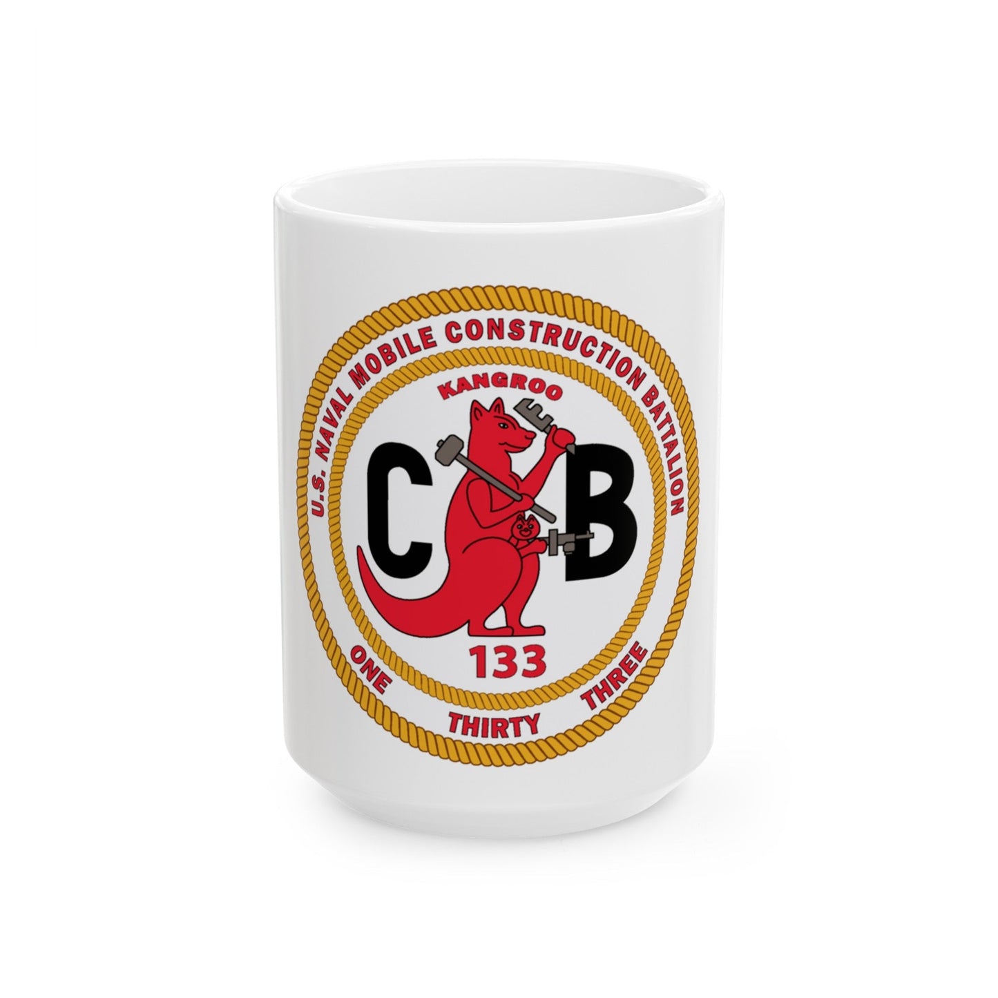 Naval Construction Battalion 133 Seabee (U.S. Navy) White Coffee Mug-15oz-The Sticker Space