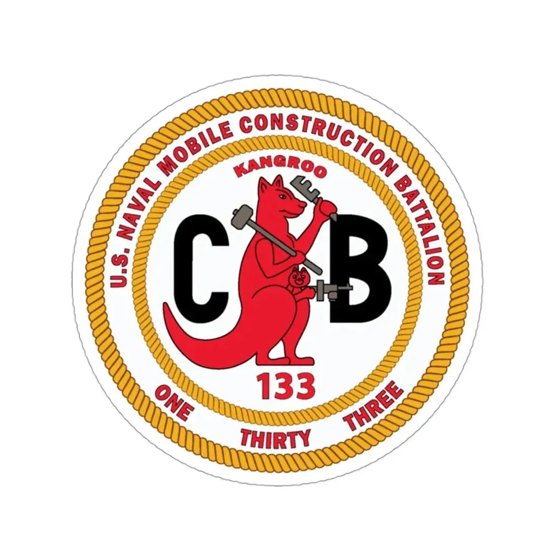 Naval Construction Battalion 133 Seabee (U.S. Navy) STICKER Vinyl Die-Cut Decal 3 Inch - The Sticker Space
