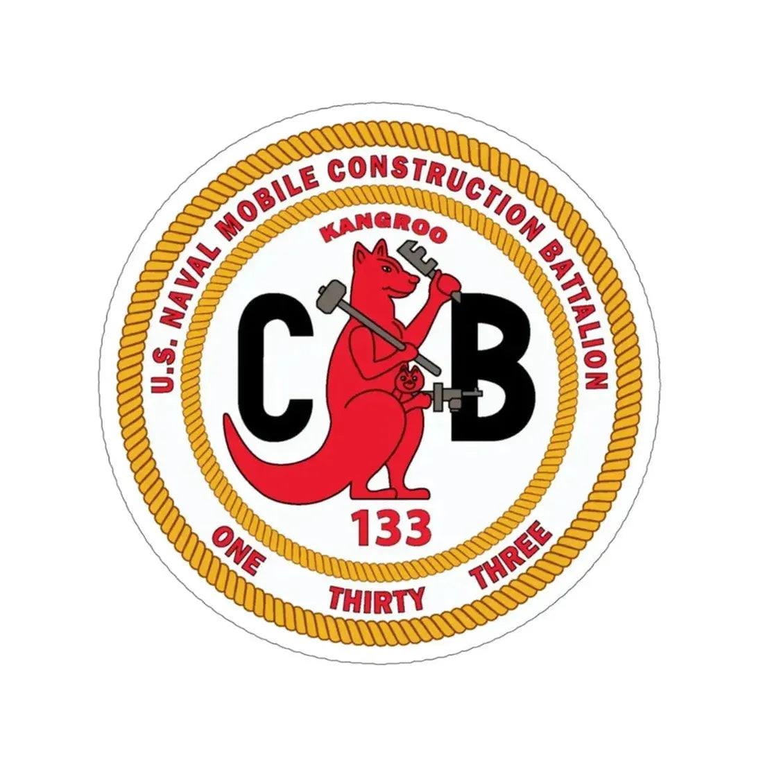 Naval Construction Battalion 133 Seabee (U.S. Navy) STICKER Vinyl Die-Cut Decal 4 Inch - The Sticker Space