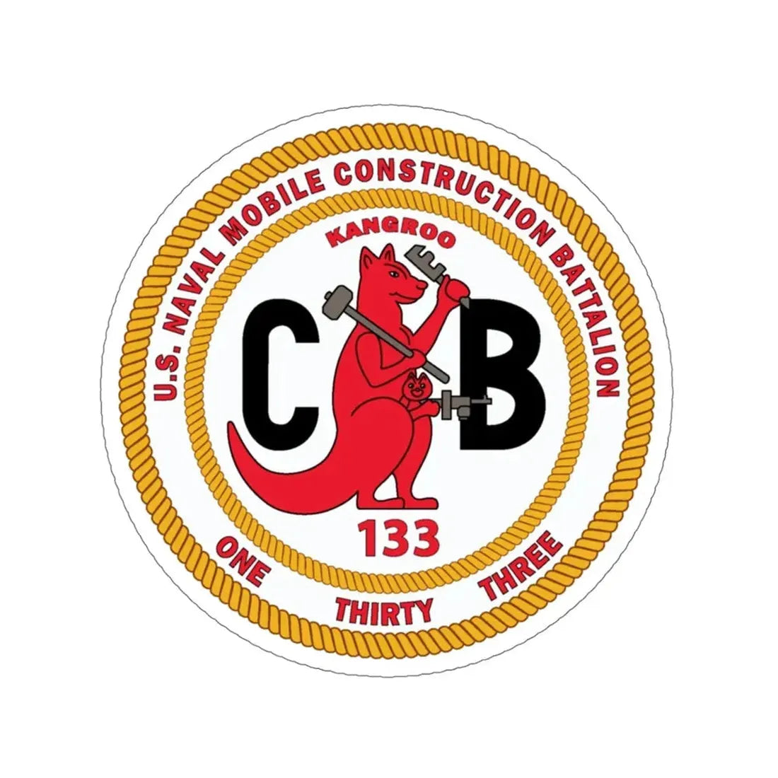 Naval Construction Battalion 133 Seabee (U.S. Navy) STICKER Vinyl Die-Cut Decal 5 Inch - The Sticker Space