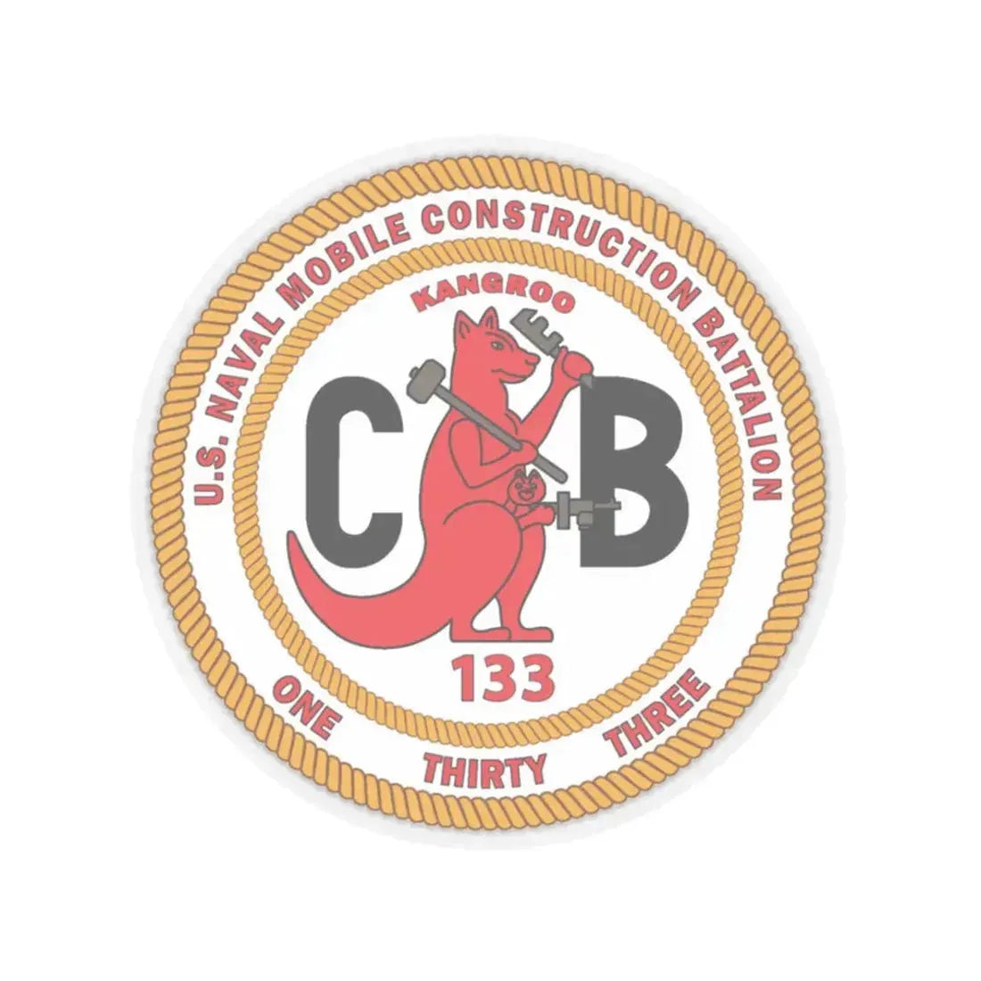 Naval Construction Battalion 133 Seabee (U.S. Navy) STICKER Vinyl Kiss-Cut Decal 3 Inch Transparent - The Sticker Space