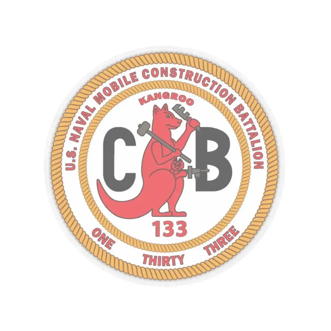 Naval Construction Battalion 133 Seabee (U.S. Navy) STICKER Vinyl Kiss-Cut Decal 4 Inch Transparent - The Sticker Space