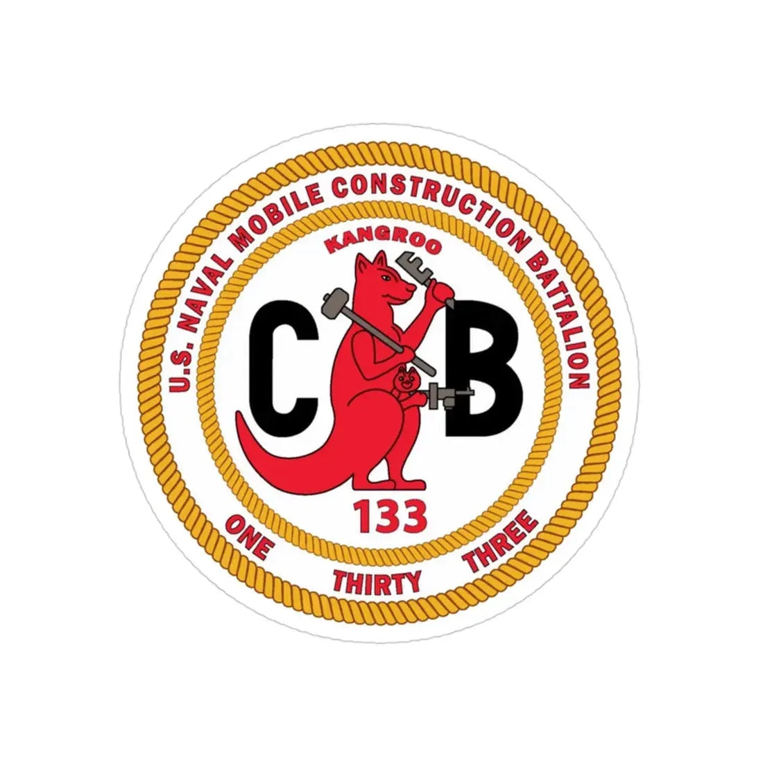 Naval Construction Battalion 133 Seabee (U.S. Navy) Transparent STICKER Die-Cut Vinyl Decal - The Sticker Space