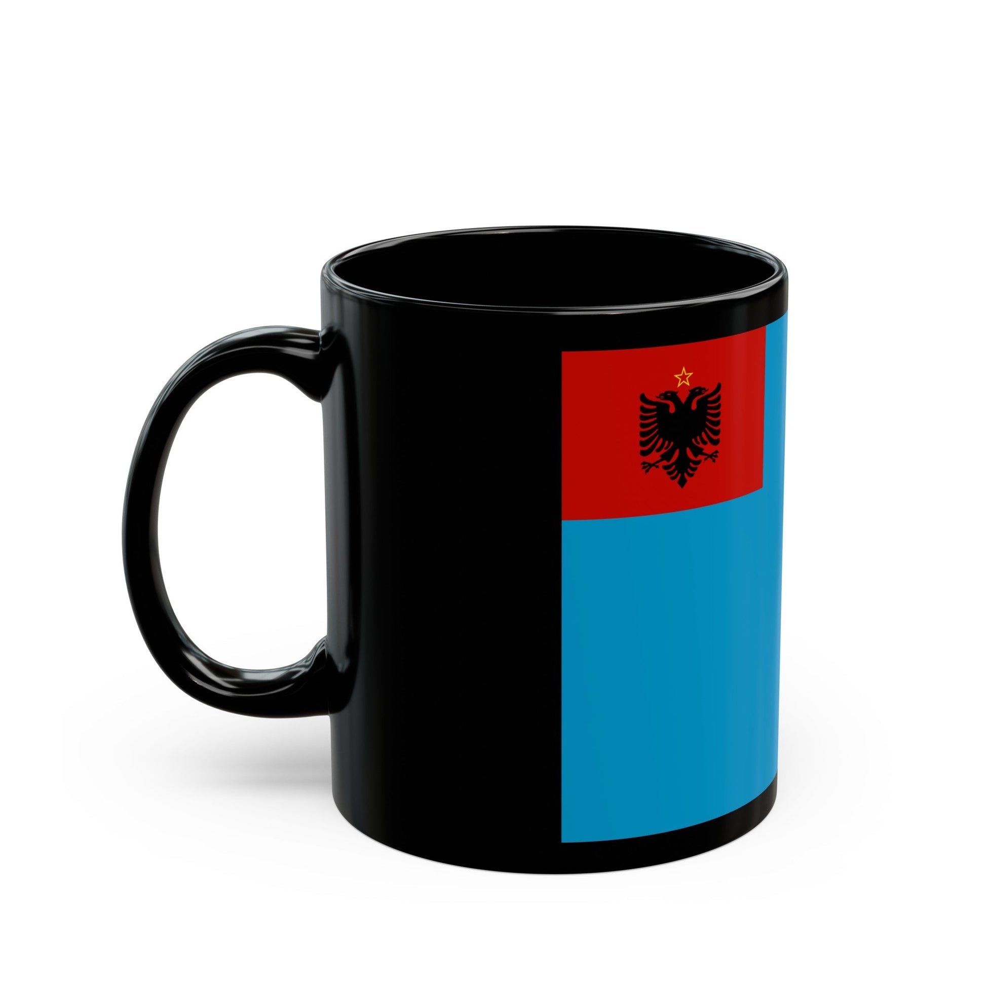 Naval Ensign of Albania 1954 to 1958 - Black Coffee Mug-The Sticker Space