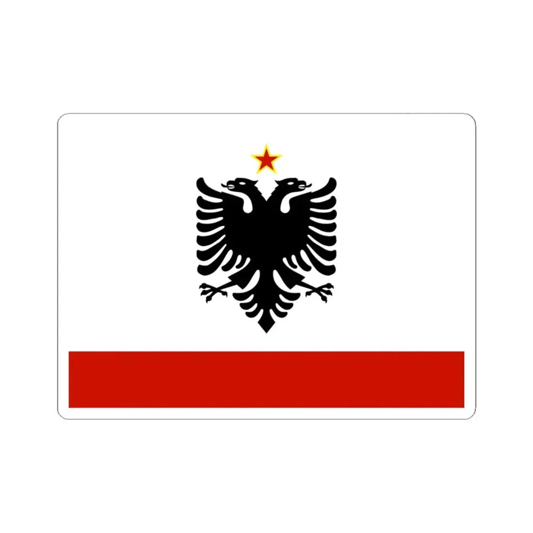 Naval Ensign of Albania 1958-1992 (Albania) STICKER Vinyl Kiss-Cut Decal 4 Inch White - The Sticker Space
