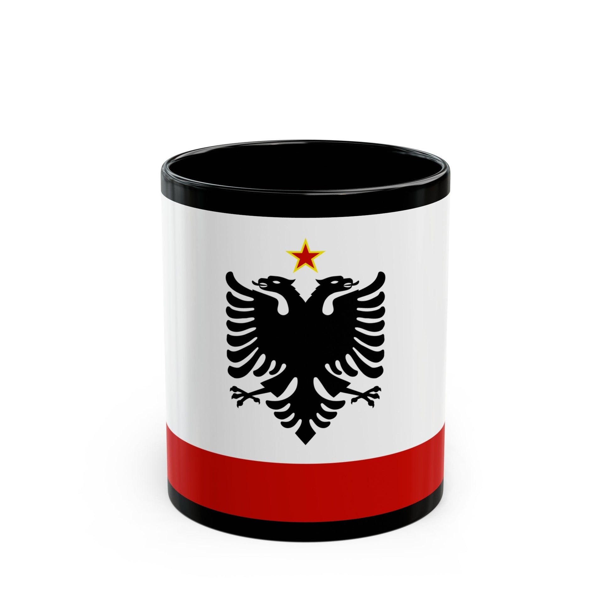 Naval Ensign of Albania 1958 to 1992 - Black Coffee Mug-11oz-The Sticker Space