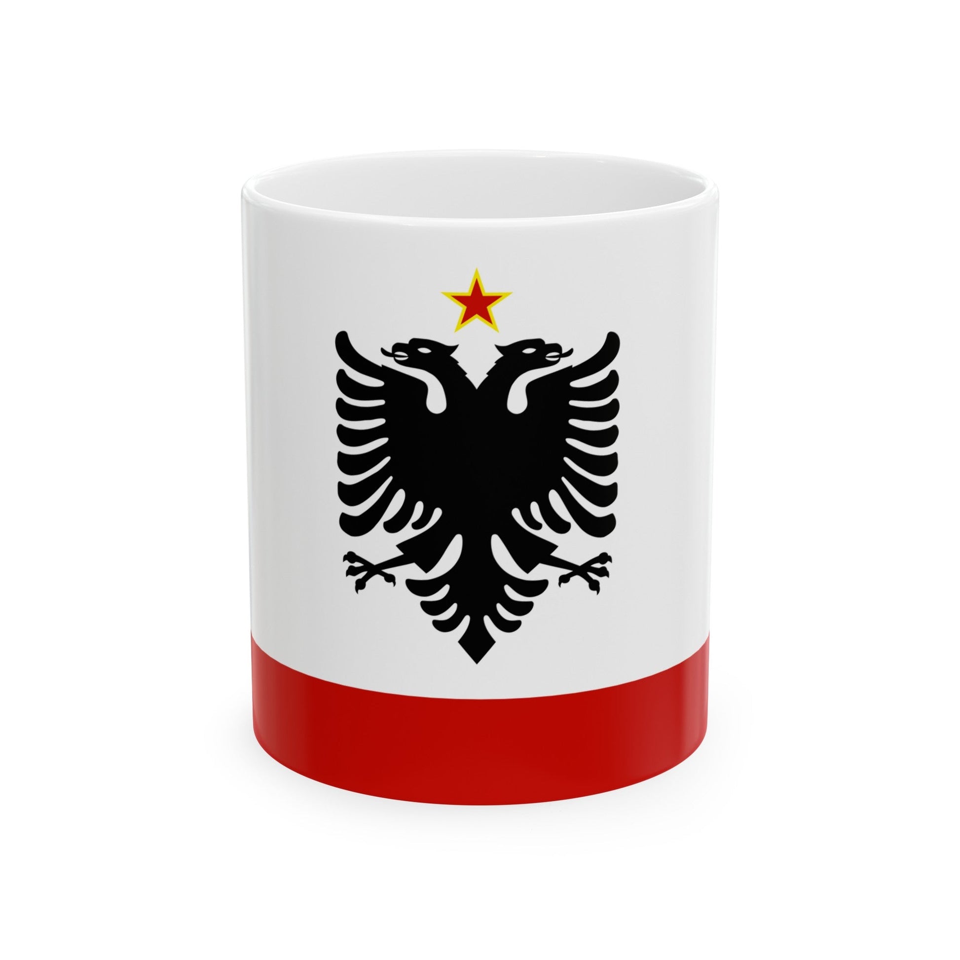 Naval Ensign of Albania 1958 to 1992 - White Coffee Mug-11oz-The Sticker Space