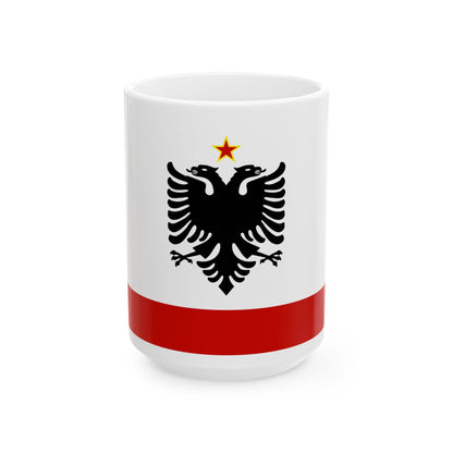 Naval Ensign of Albania 1958 to 1992 - White Coffee Mug-15oz-The Sticker Space