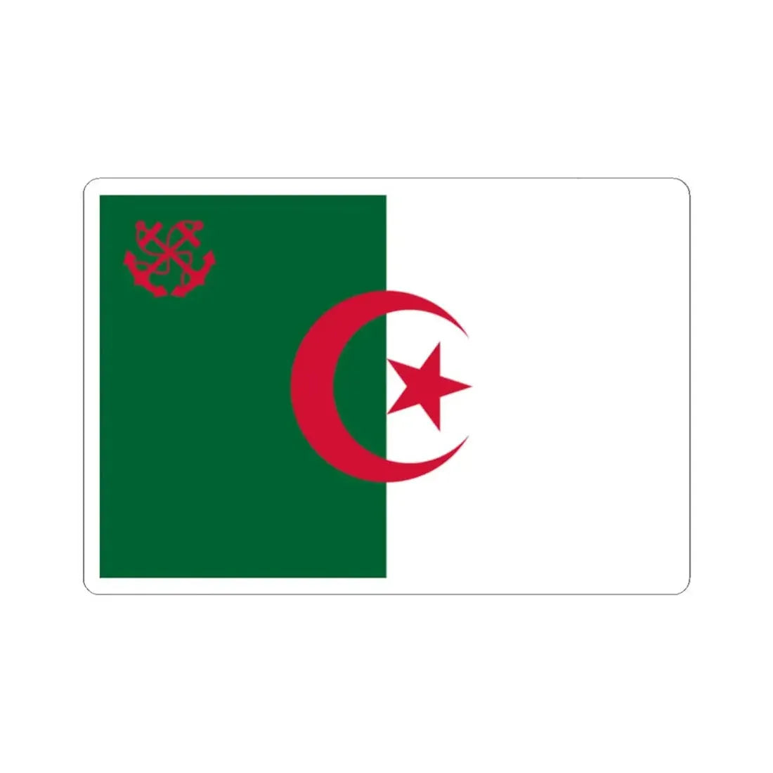 Naval Ensign of Algeria 1987-2004 (Algeria) STICKER Vinyl Kiss-Cut Decal 2 Inch White - The Sticker Space