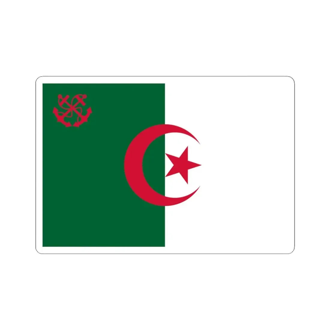 Naval Ensign of Algeria 1987-2004 (Algeria) STICKER Vinyl Kiss-Cut Decal 4 Inch White - The Sticker Space