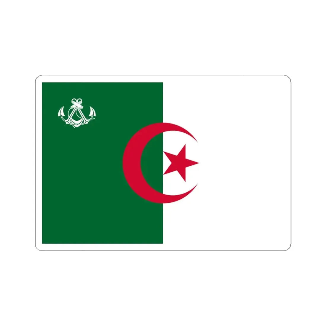 Naval Ensign of Algeria - STICKER Vinyl Kiss-Cut Decal 6 Inch White - The Sticker Space