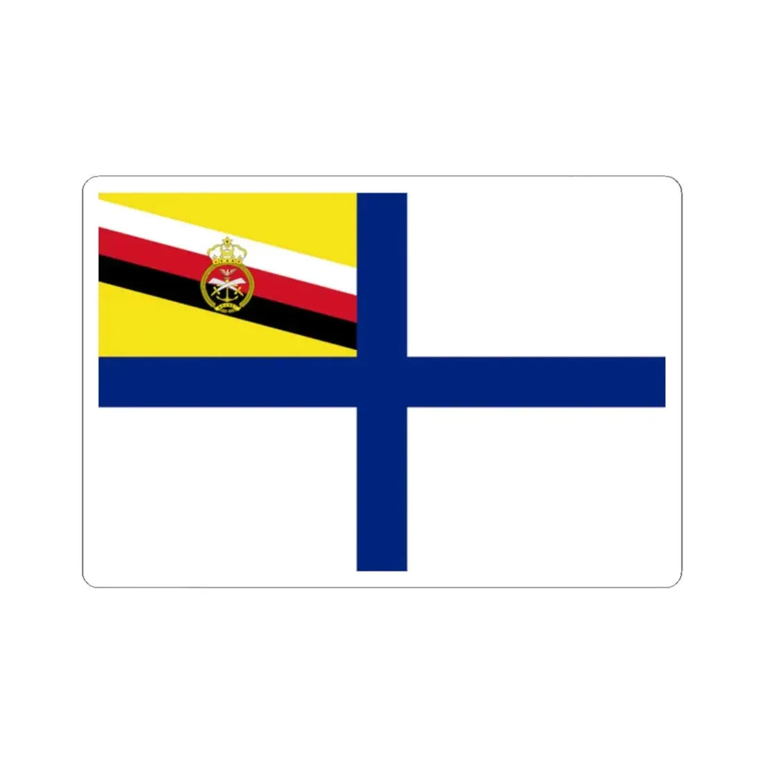 Naval Ensign of Brunei 1984-late 1990s variant (Brunei) STICKER Vinyl Kiss-Cut Decal 2 Inch White - The Sticker Space