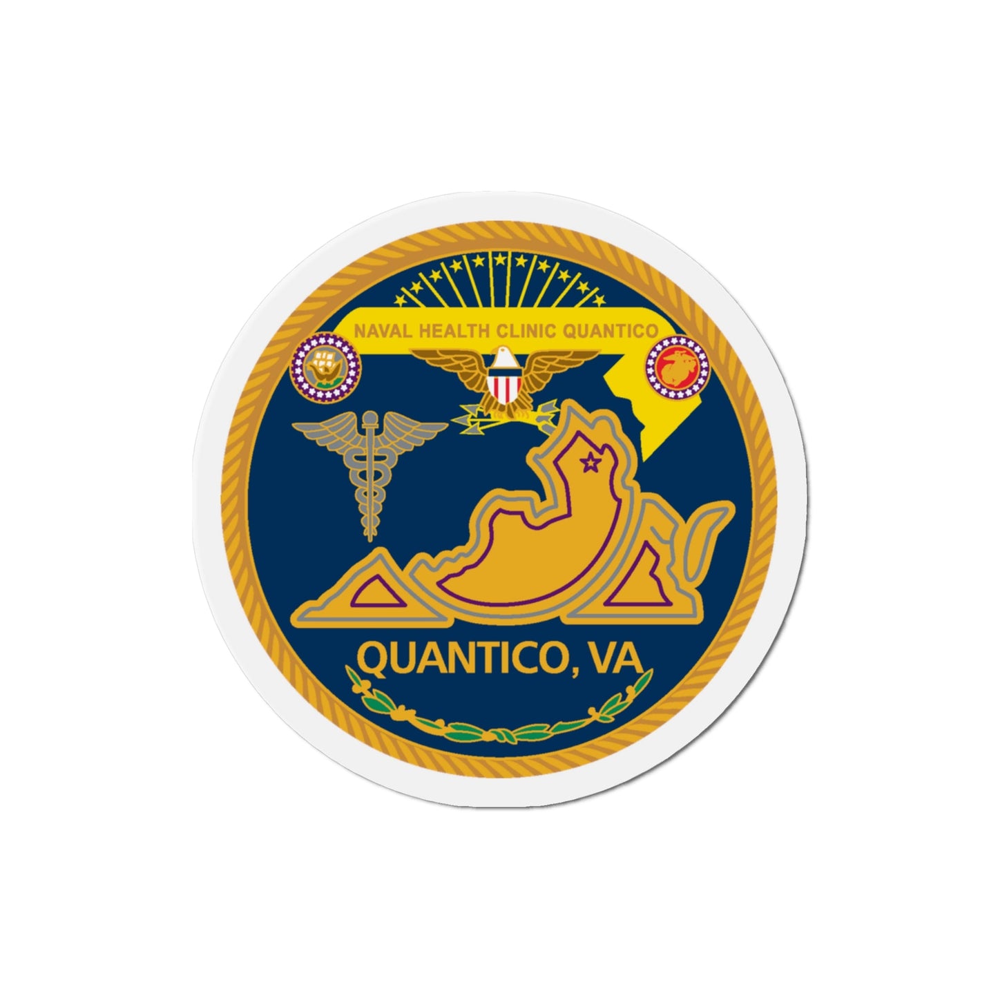 Naval Health Clinic Quantico VA (U.S. Navy) Die-Cut Magnet-3" x 3"-The Sticker Space