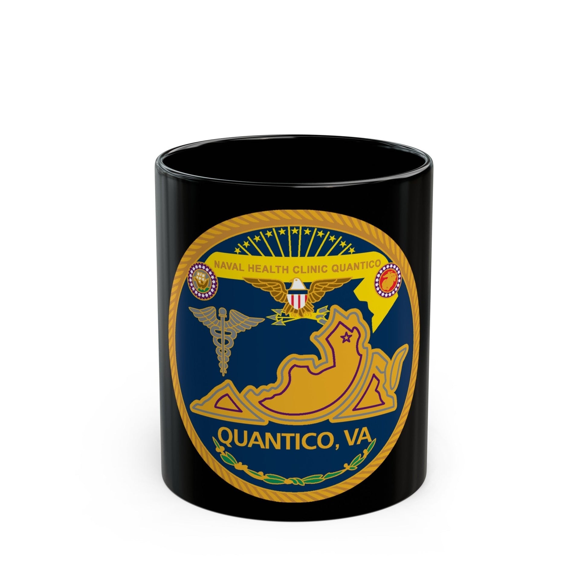 Naval Health Clinic QuanticoVA (U.S. Navy) Black Coffee Mug-11oz-The Sticker Space