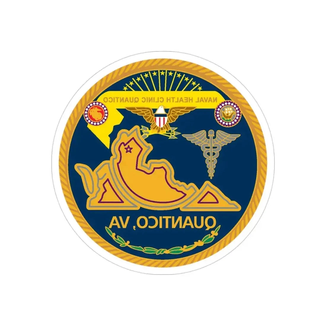 Naval Health Clinic QuanticoVA (U.S. Navy) REVERSE PRINT Transparent Die-Cut STICKER 3 Inch Die-Cut Transparent - The Sticker Space