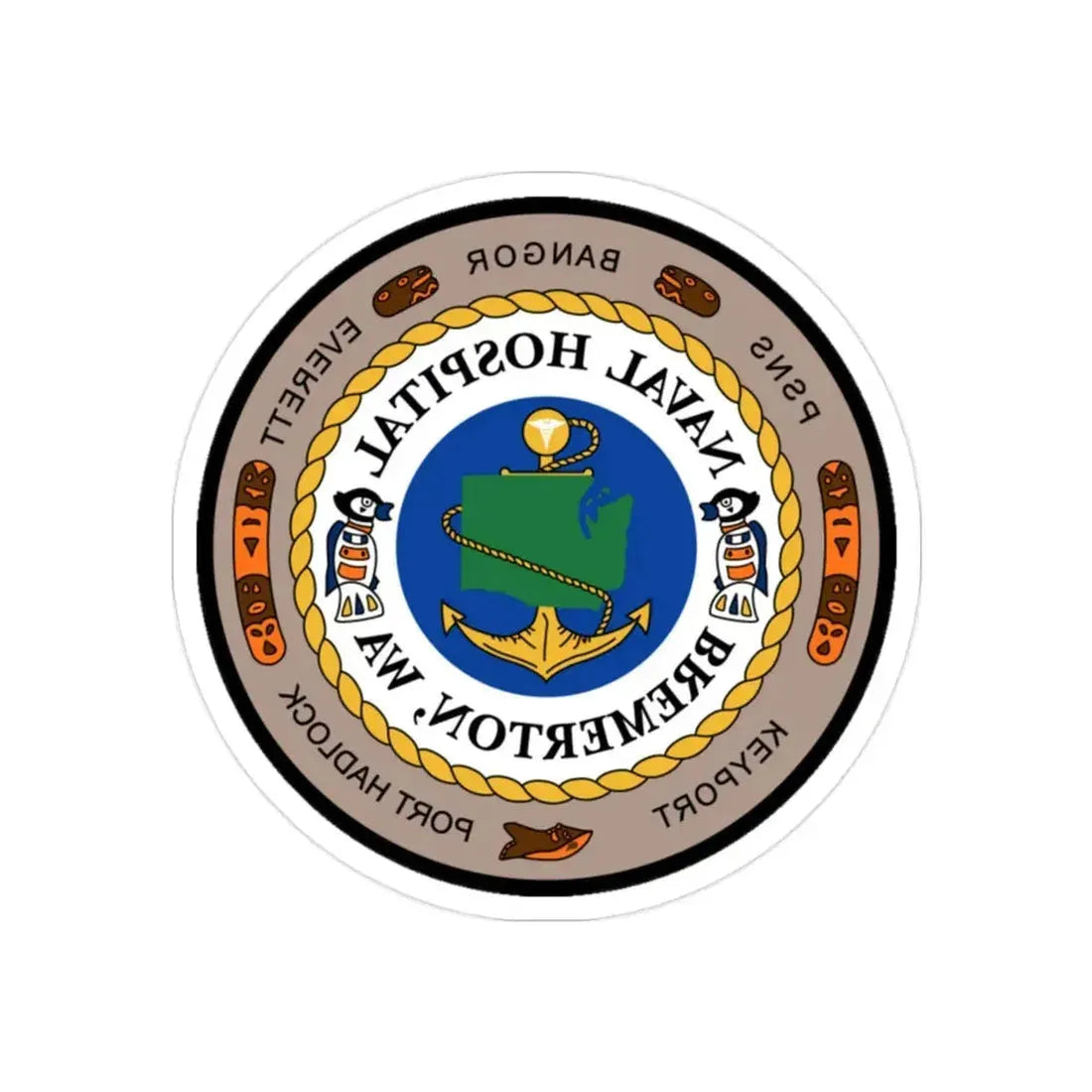 Naval Hospital Bremerton WAS 2006 (U.S. Navy) REVERSE PRINT Transparent Die-Cut STICKER 2 Inch Die-Cut Transparent - The Sticker Space