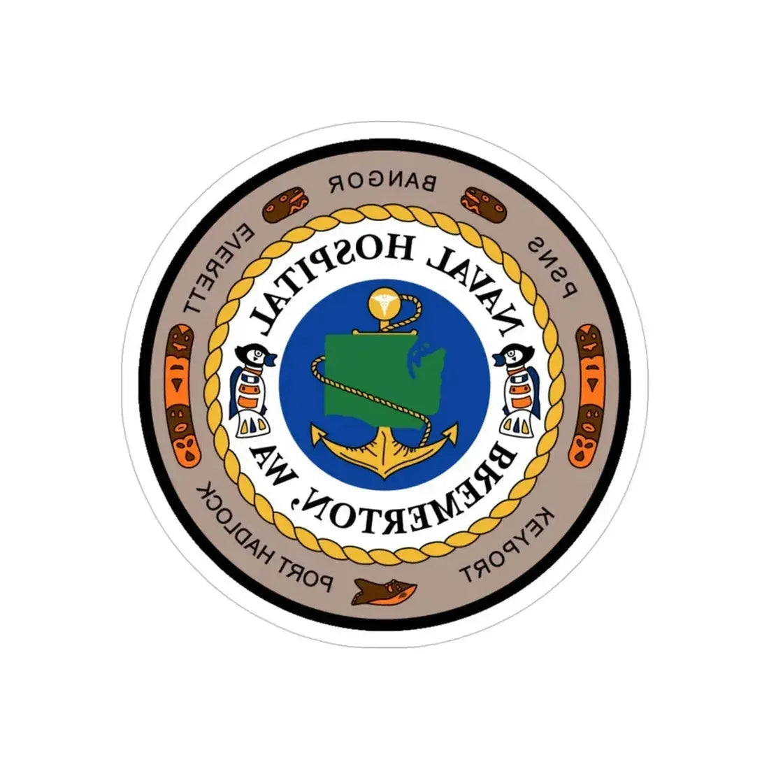 Naval Hospital Bremerton WAS 2006 (U.S. Navy) REVERSE PRINT Transparent Die-Cut STICKER 4 Inch Die-Cut Transparent - The Sticker Space