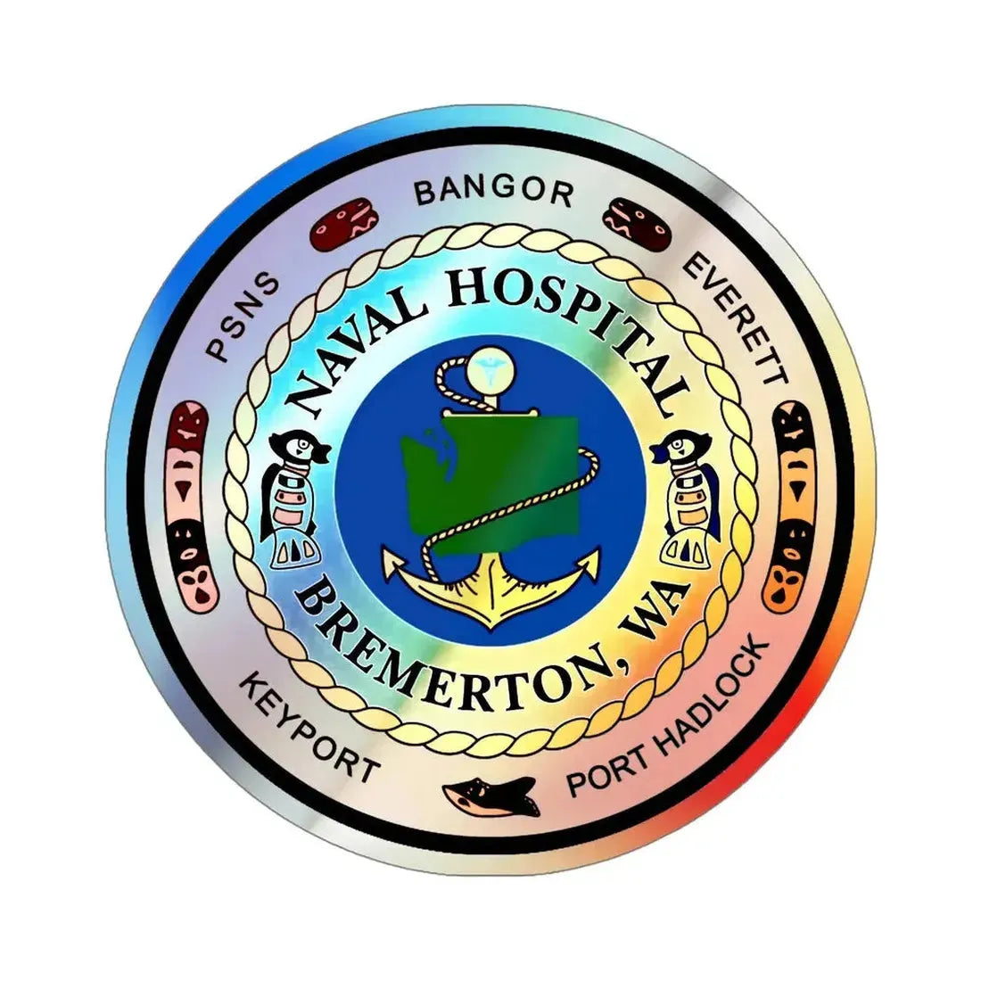 Naval Hospital Bremerton WAS (U.S. Navy) Holographic STICKER Die-Cut Vinyl Decal 5 Inch Holographic - The Sticker Space