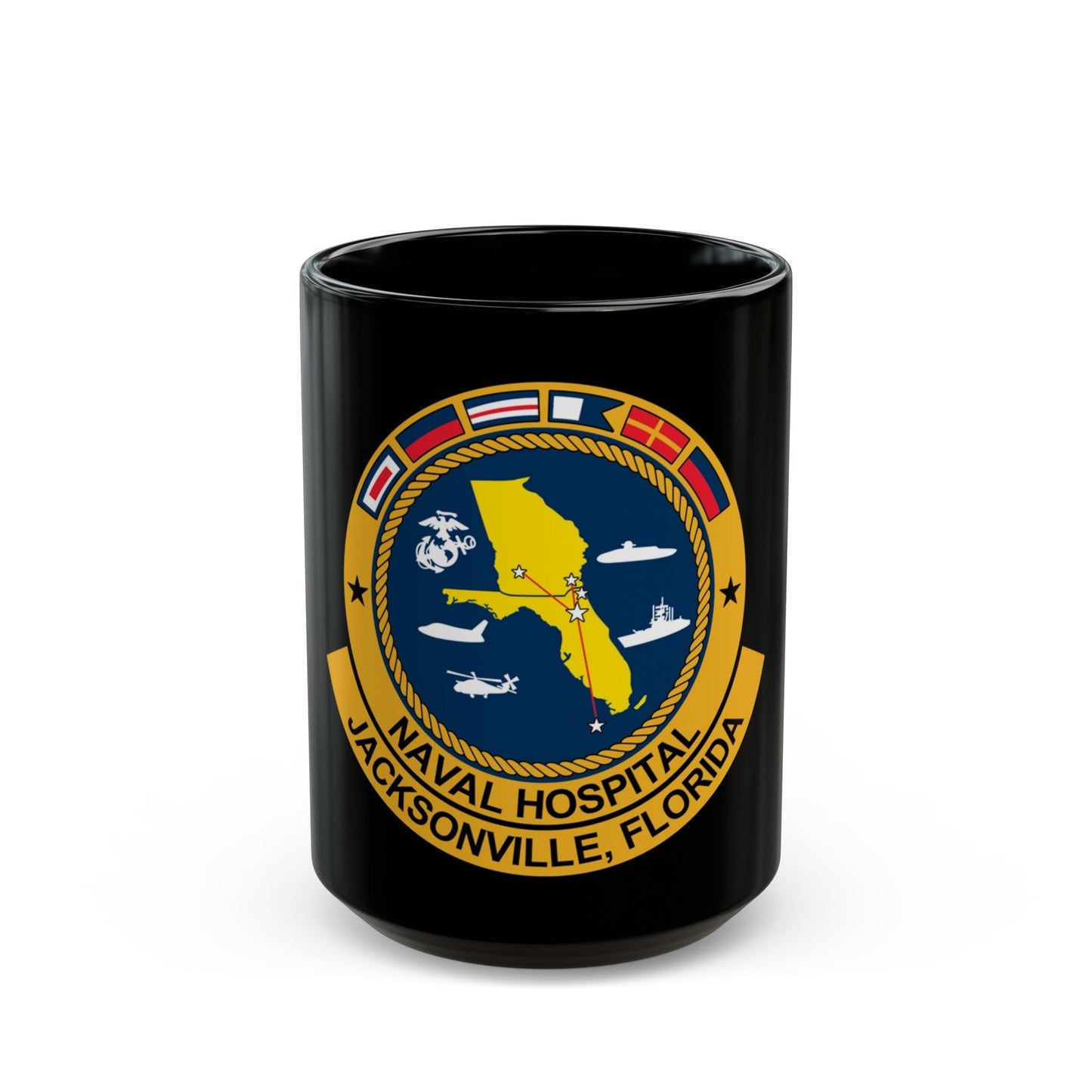 Naval Hospital Jacksonville (U.S. Navy) Black Coffee Mug-15oz-The Sticker Space