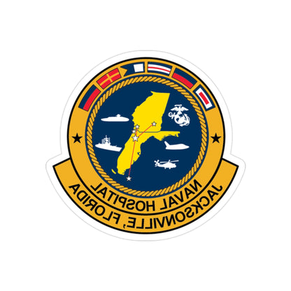 Naval Hospital Jacksonville (U.S. Navy) REVERSE PRINT Transparent STICKER-2" × 2"-The Sticker Space