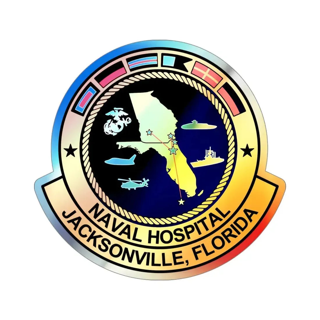 Naval Hospital Jacksonville (U.S. Navy) Holographic STICKER Die-Cut Vinyl Decal 4 Inch Holographic - The Sticker Space